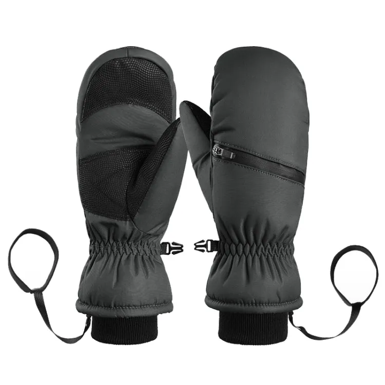 Winter Padded Ski Gloves Outdoor Windproof Warm Sports Gloves, Size: XS(Black)