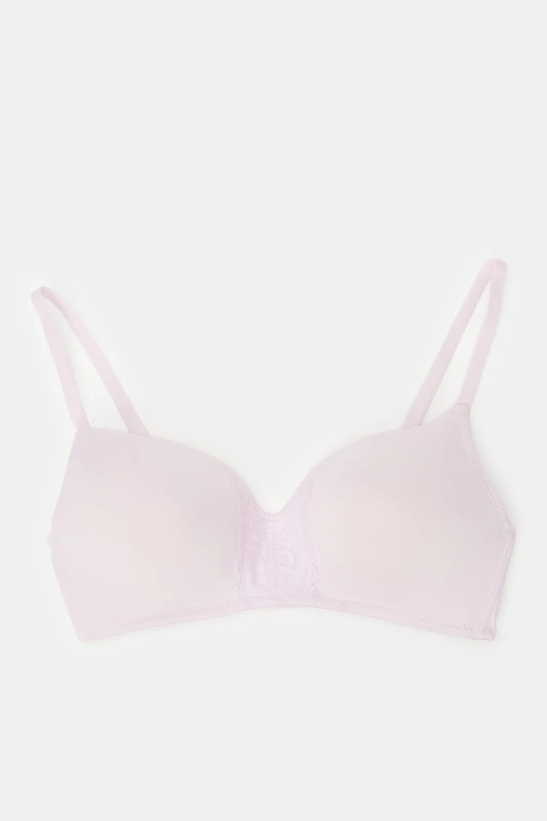 Women Ivory And Lilac Non Wired Bra Set (Pack of 3)