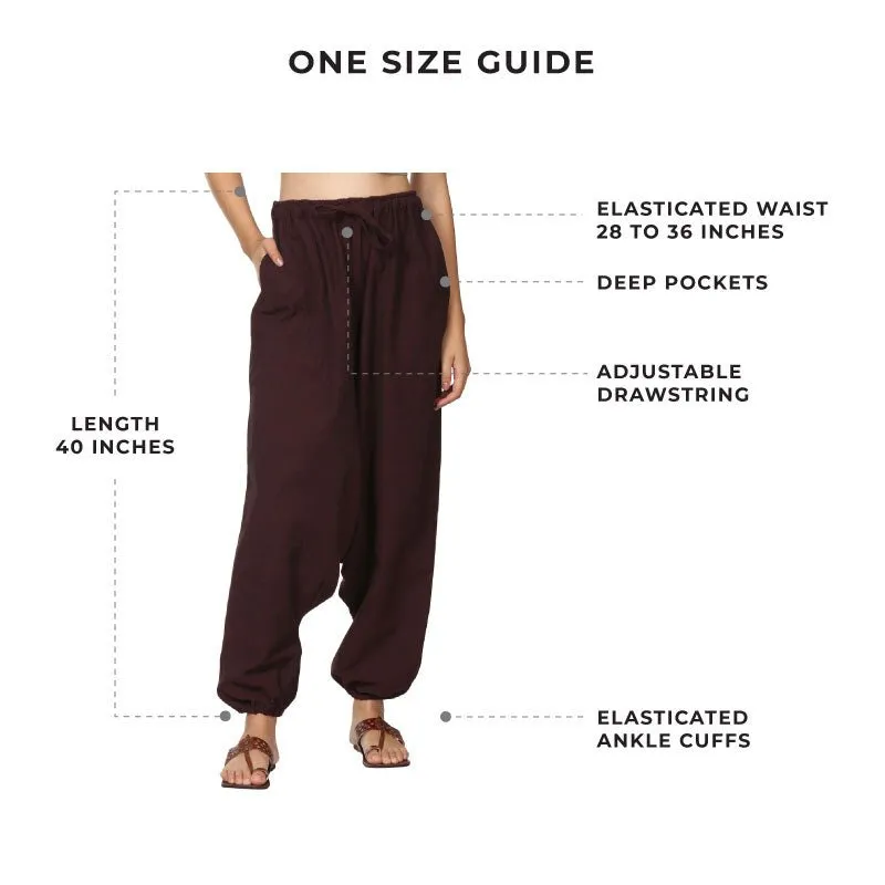 Women's Harem Pant | Maroon | Fits Waist Size 28" to 36"